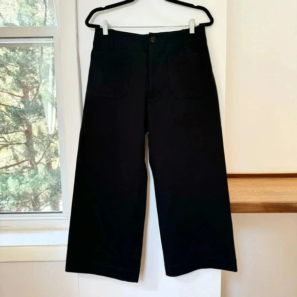 New Anthropologie Colette Ponte Cropped Wide Leg Pants in Black 32 - Picture 6 of 12